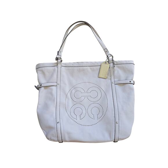 Coach Handbags - Coach‎ Audrey Andie Large Tote Shoulder Bag Cream/Ivory Leather Laser Cut 17034